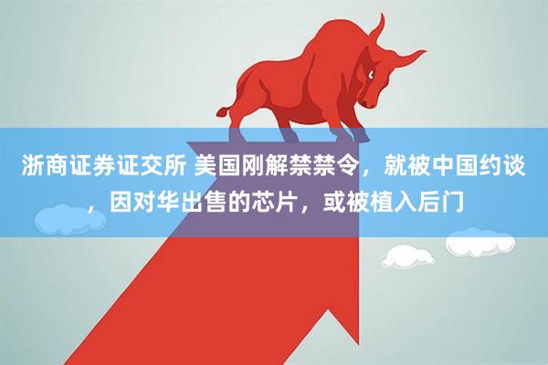 浙商证券证交所 美国刚解禁禁令，就被中国约谈，因对华出售的芯片，或被植入后门